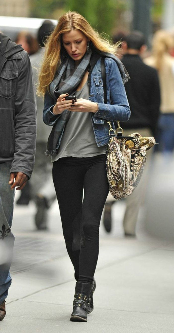 0 Blake Lively Black Jeans Short džínsové bundy