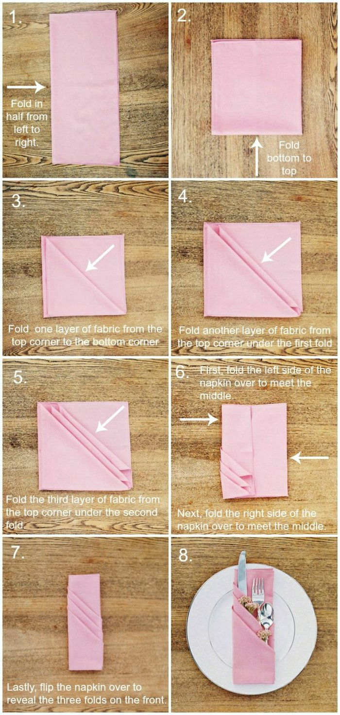 1 variantas napkin Fold-rožinė servetėlė