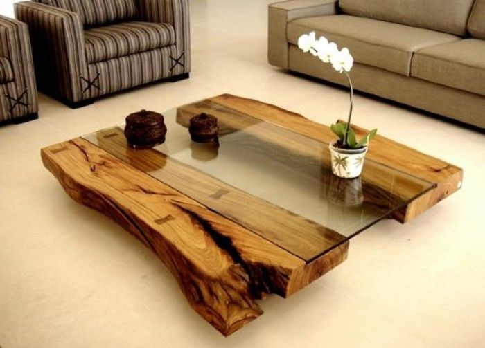 1-DIY meble twórczy-wohnideen-table-of-drewniano-szklana-szaro-kanapa