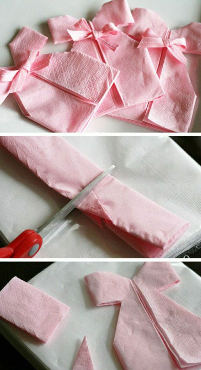 1-rožinė popierinės servetėlės ​​raukšlių kaip mini suknelės