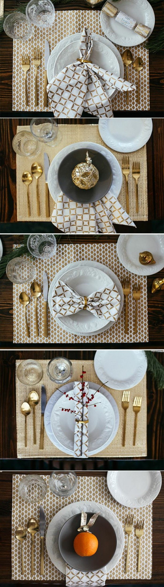 11-weihnachtsdeko-yourself-making as-zlaté vzorované plienkové Zlatý glóbus zlatá-loffeln-and-vidlica