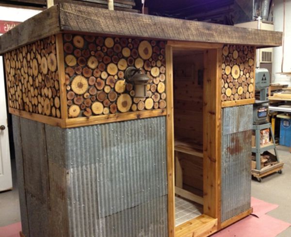 preparação madeira jardim sauna