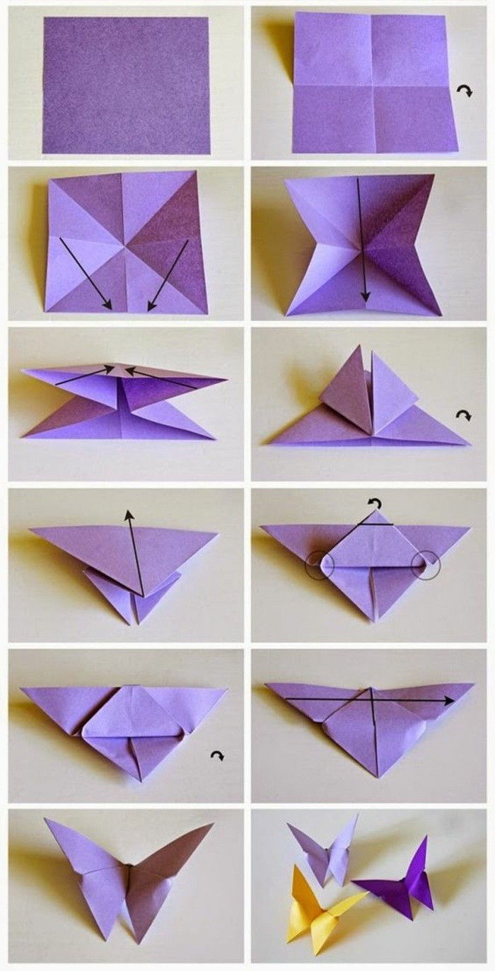 17-Wanddeko-göra-själv-craft mall-fjäril make-lila-origami-butterflies-