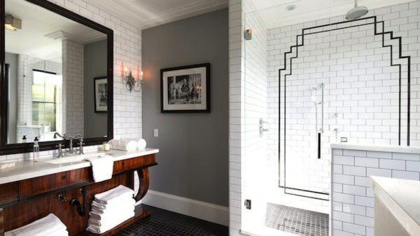 artdeco stil - modernt badrum i vitt