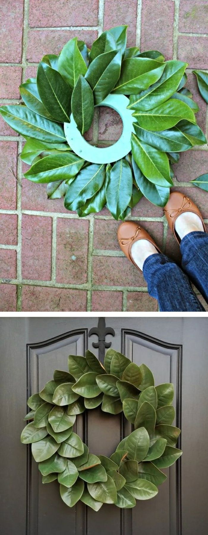 göra med löv, gör dörren själv, gröna blad, dörrdekoration