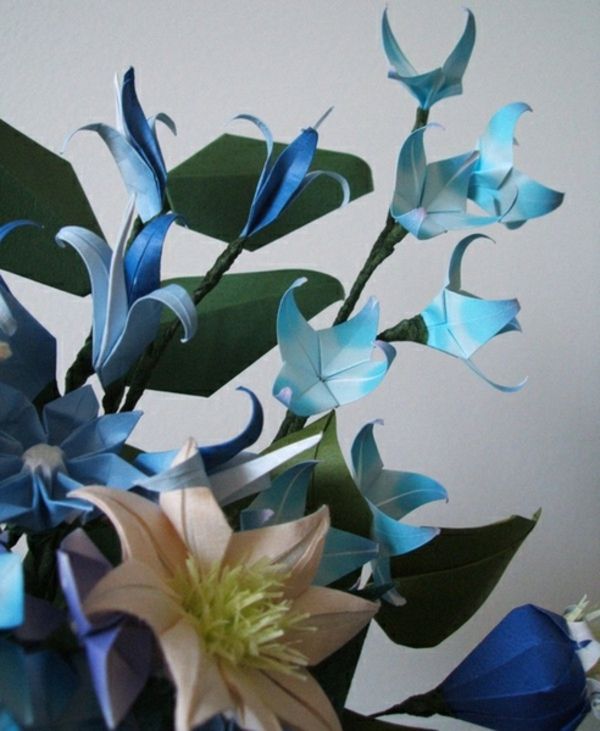 Blå blomster origami