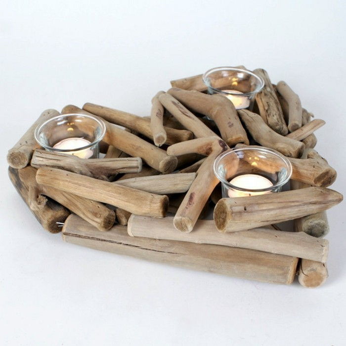 3-Driftwood-Tinker-srca svečnik-s-tri sveče-DIY-Tischdeko