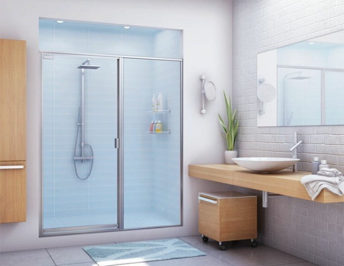 3d-design-do-banheiro-com-parede de vidro chuveiro