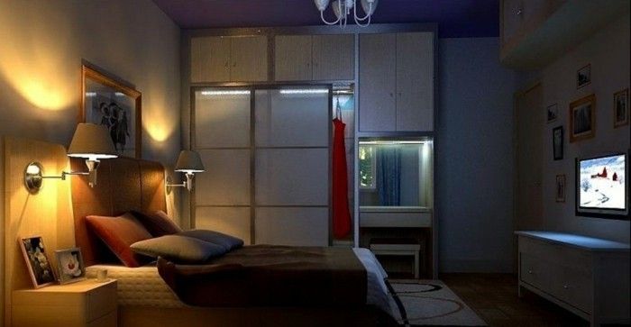 3d interioare cele mai moderne-dormitor-lumină-la-the-oglindă-oglindă lumina-spiegelmitminiledlicht