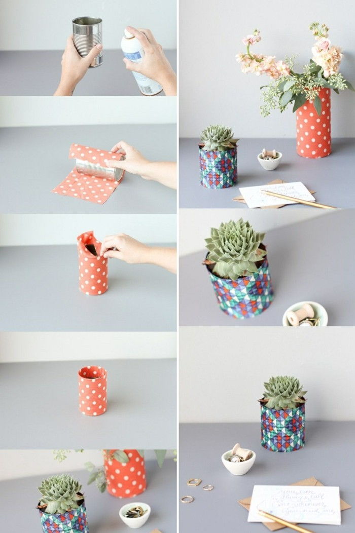 4-ustvarjalno-Bastelideen-tin barve papirja in svinčnik cvetno-zeleno-rastlina-sprej