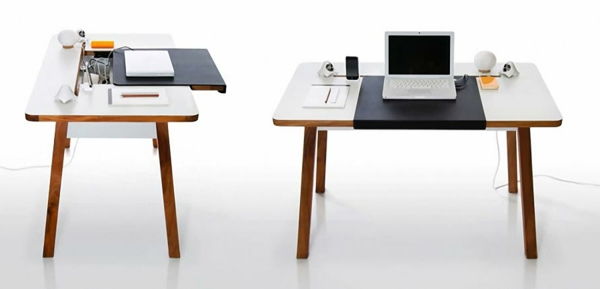 birou alb designer modern - cu un laptop pe el