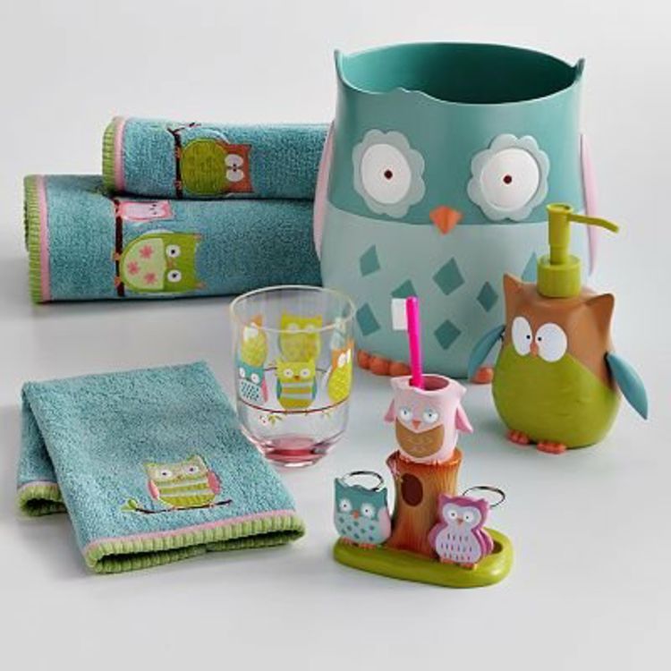 Owl set-badrum-chic-ädel mest moderna-blue-chic-for-barn-snygg