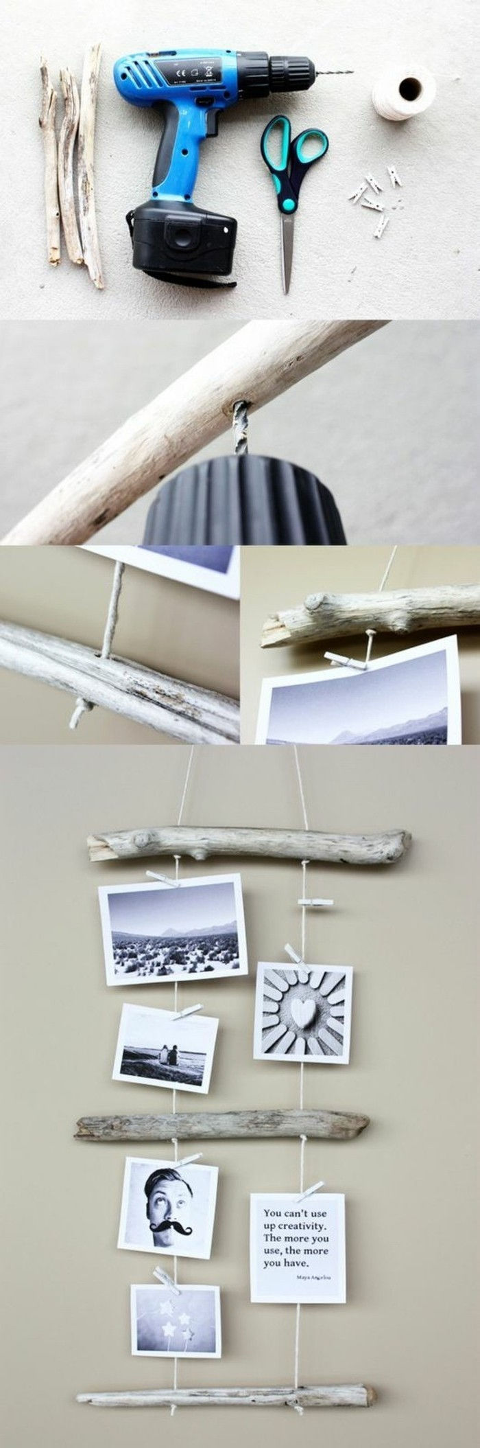 5-Tinker-z-naplavljenega lesa-fotowand-yourself odločitev aeste ozadje drill-škarje