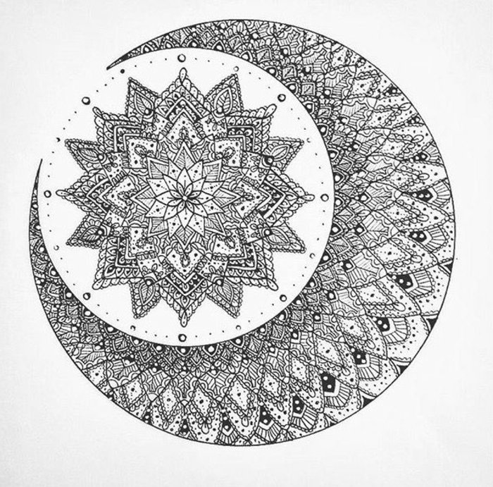 en detaljerad bild för färgning, halvcirkel, lotusmotiv, detaljerad bild på vit bakgrund