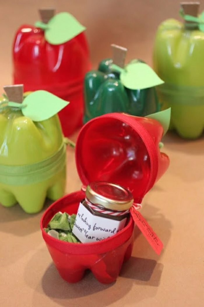 DIY s plastovými fľašami, plastové plastové boxy vo forme jabĺk