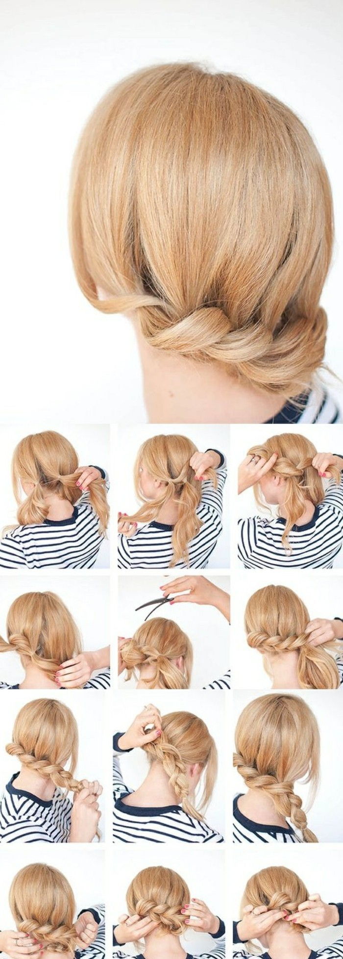 6-Updo frizure-ročni blond las las-diy-si-bi-ženska-bluza-Kika-tie