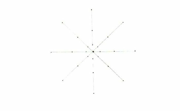 Pictură Mandala, patru linii drepte, patru linii diagonale, puncte de legătură, linii de bază mandala