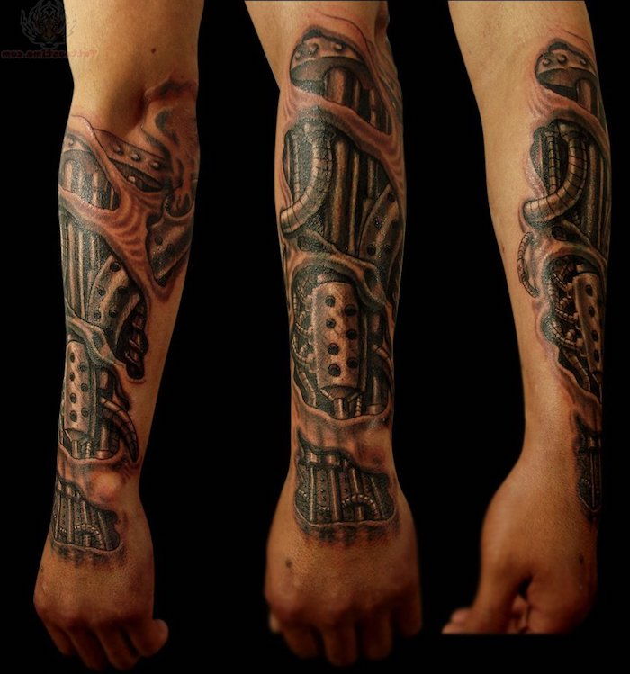 tattoo sjablonen mannen, realistische 3D-tattoo op onderarm