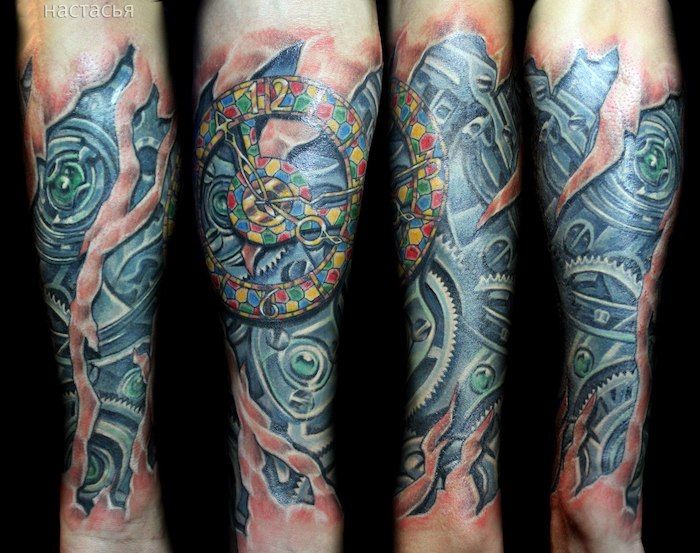 tattoo predloge moški, biomehanski tatoo na nogi