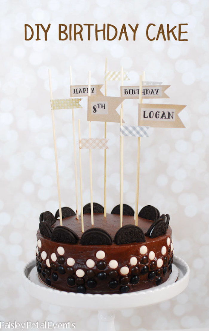 Kek yapmak kendinize, oreo bisküvi ve çikolatalı doğum günü pastası