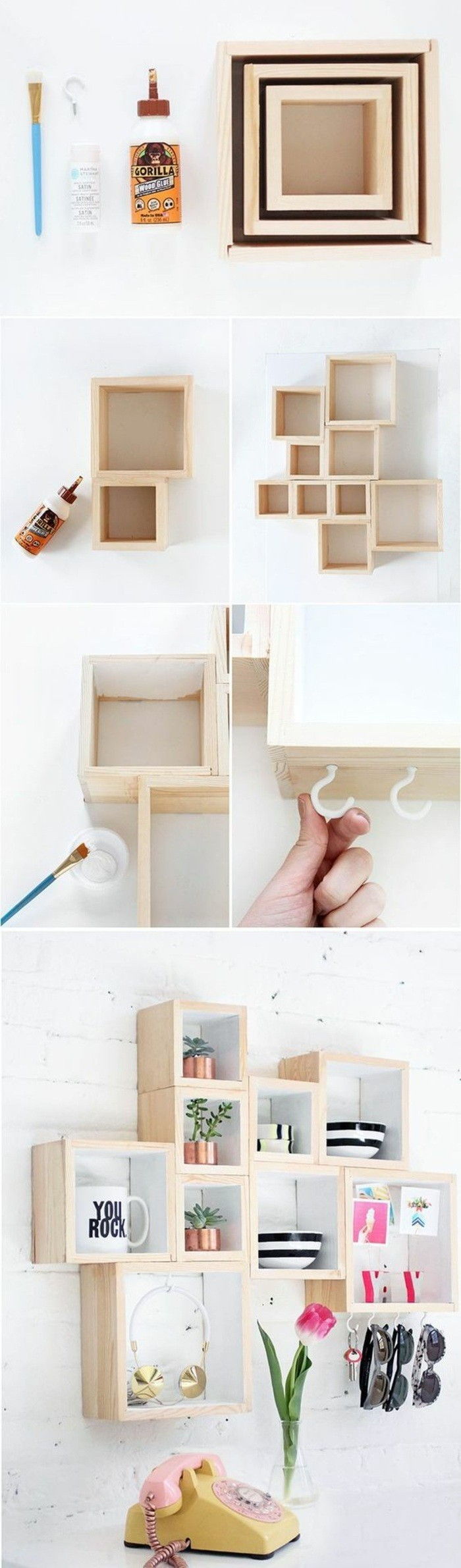 8-Wanddeko-selv-make-veggdekorasjon-ideer-hyller-of-wood-med-dekorasjoner-selv-make