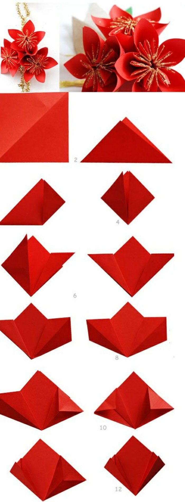 8-Boże Narodzenie pomysły rzemieślniczych-czerwone kwiaty o braku papieru-Craft-przewodnika