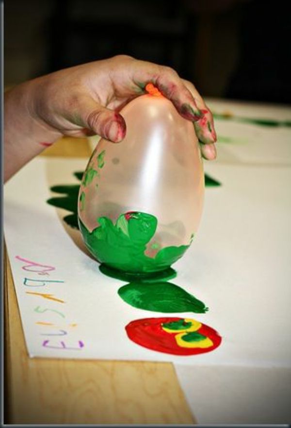 idee artigianali per la scuola materna - dipinte con un balon - idea creativa