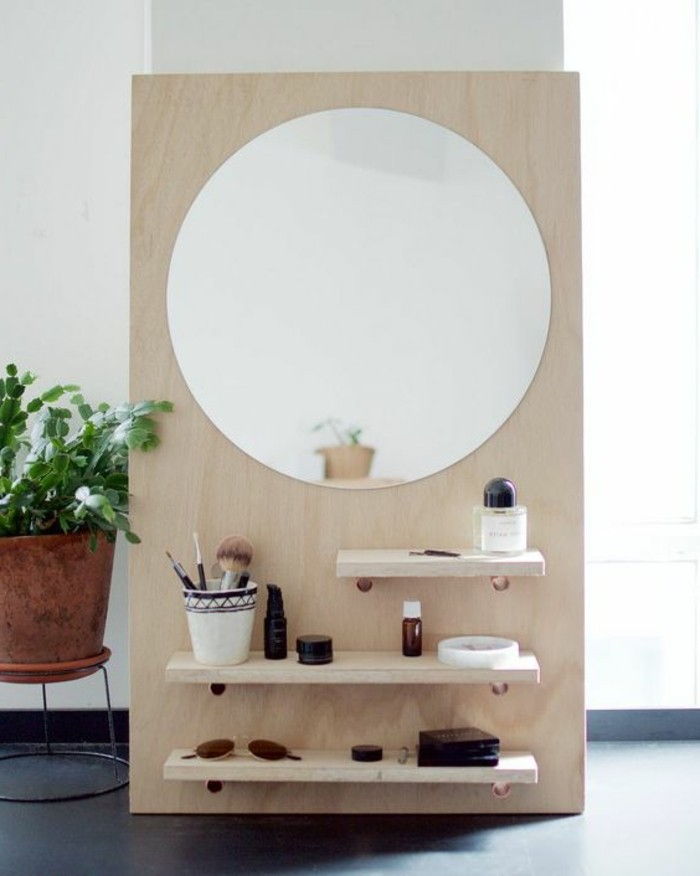 9-DIY-Moebel-creative-wohnideen-dressing table-of-drewna-z okrągłym lustrem