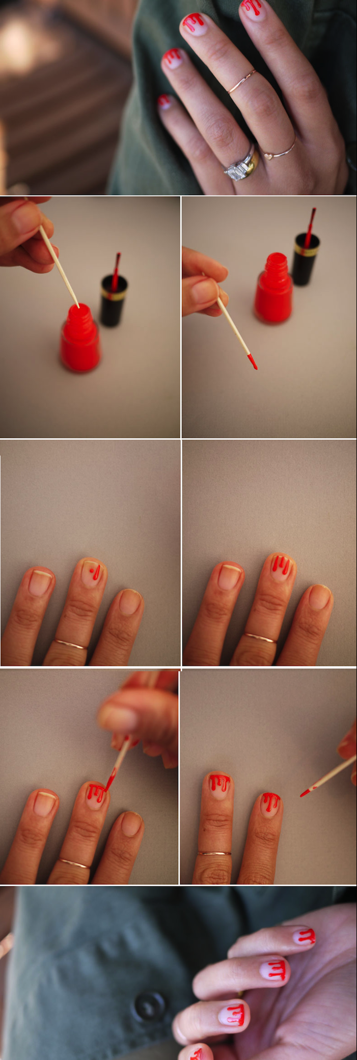nail art bilder, röd nagellack, kort naglar färg, diy
