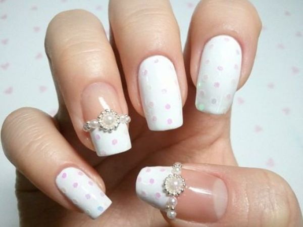 nail art bilder för bröllop - vit modell