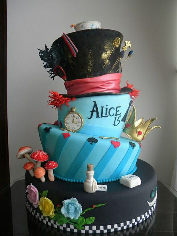 dekorera Alice-i-underland-pie-order-vackra-pie tårtor-dekorera-pajer-kakor bilder