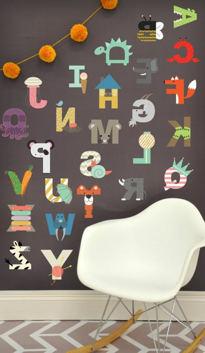 Alfabet vegg klistremerker-for-barnehager-farget bokstaver