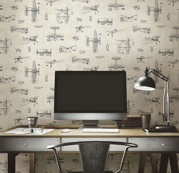 Skrivbord läslampa vintage wallpaper-med-nice-plan mönster