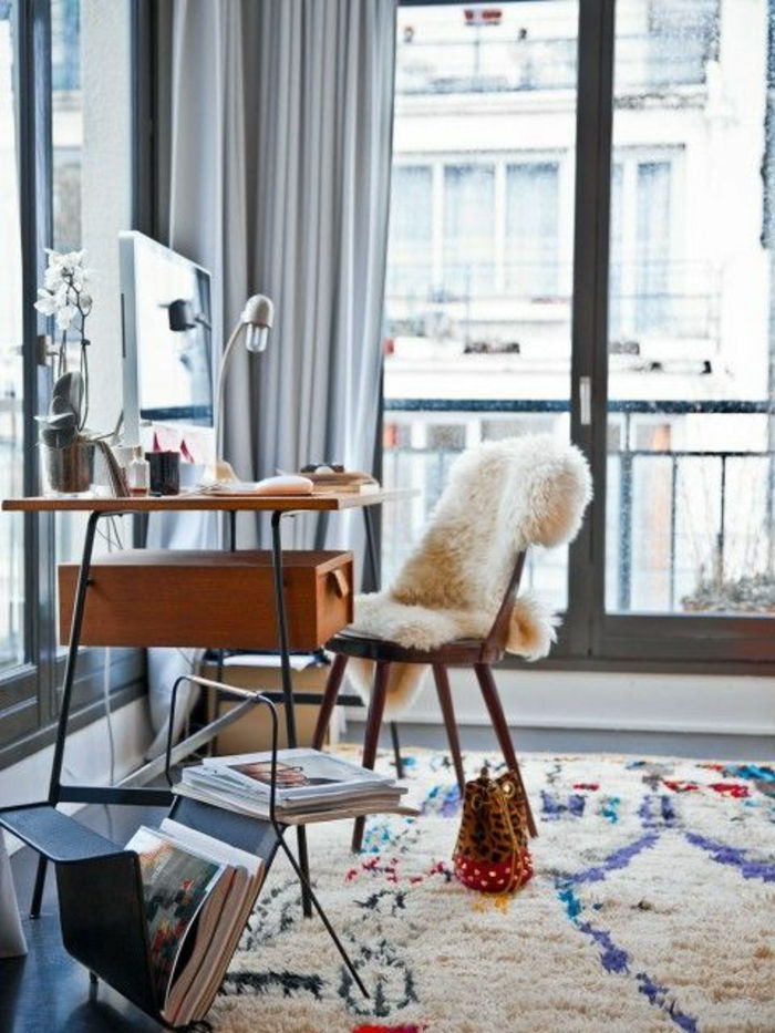 Kontor-vintage skrivebord leselampe Fluffy Fargerik teppet