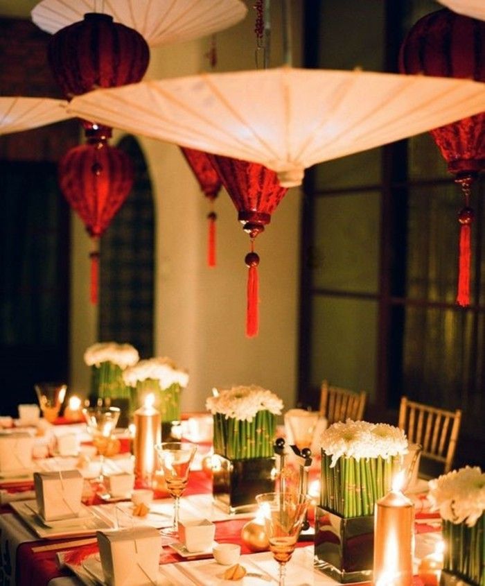Asian stolové dekorácie-s-visí lucerny