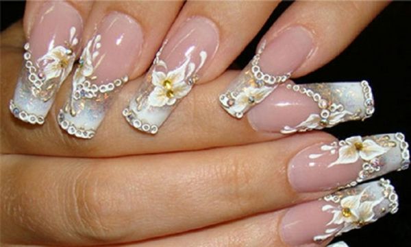 nail design obrázky pre svadbu - dlhé krásne nechty