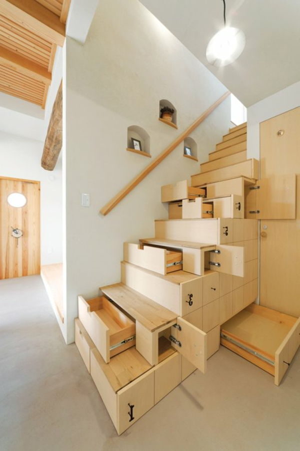 Skladiščni prostor varčuje stopnice leseno idejo