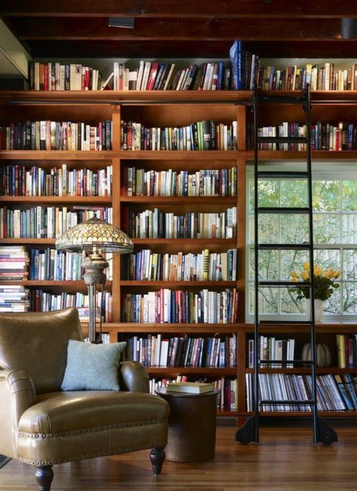 Knjižna polica z lestev-v-year-udobni sobi