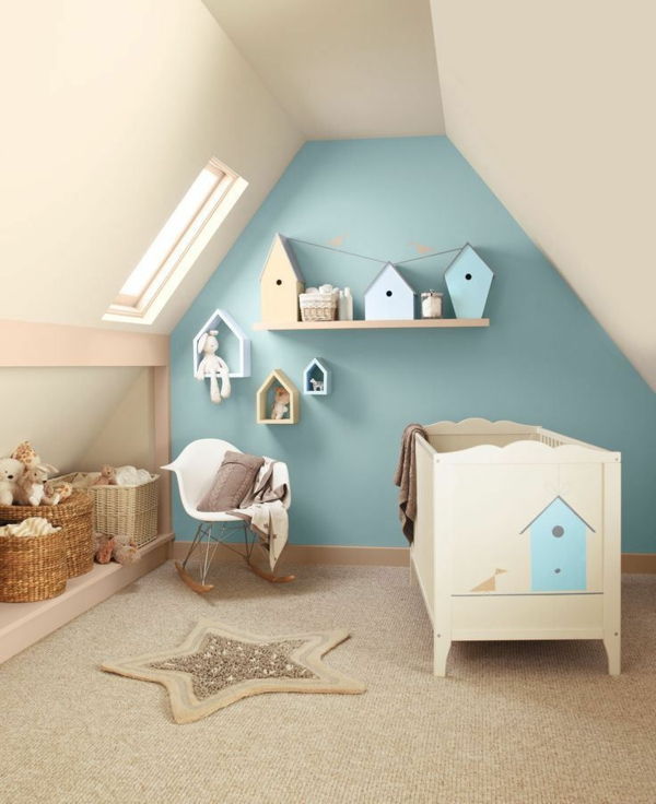 Slaapkamer van de baby interieur idee-met-mooie eierschaal kleur