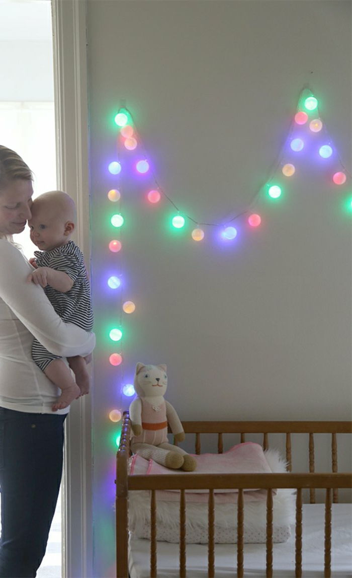 Baby rummet väggdekoration färgglada-lichterkette-färgglad-lampor
