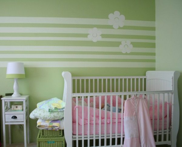 Otroška soba z zidna barva-zeleni toni Strip