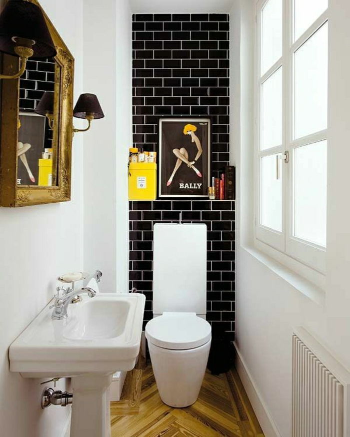 Bad dekorere ideer Mural svart murvegg Yellow Box