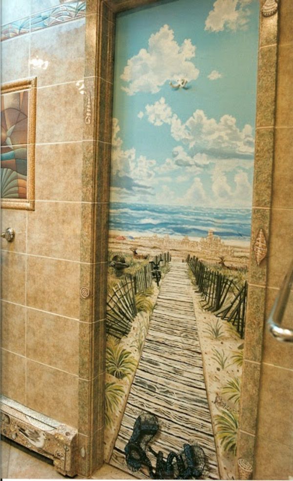 Kúpeľňové Cool-nástenné maľby-plážová schody