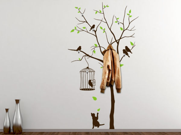 Träd vacker garderob Wall tatuering grå vägg