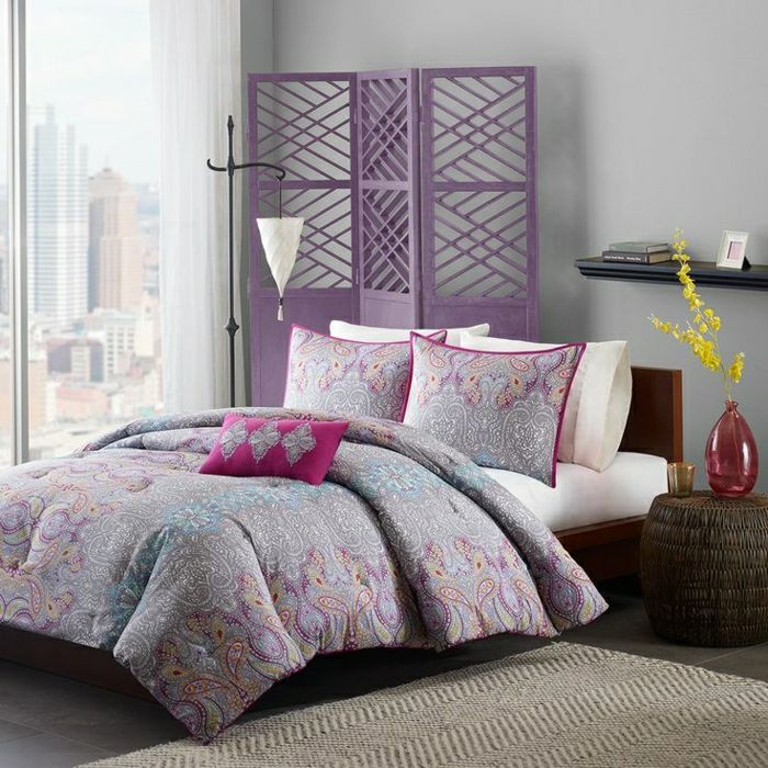 Purple Bedding boho-chic stil lilla ornamenter puter rotting sengen lilla-skjermen vindu