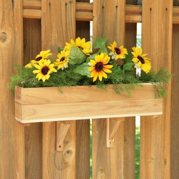 Fiore box-by-the-balcone-da-legno di semi di girasole