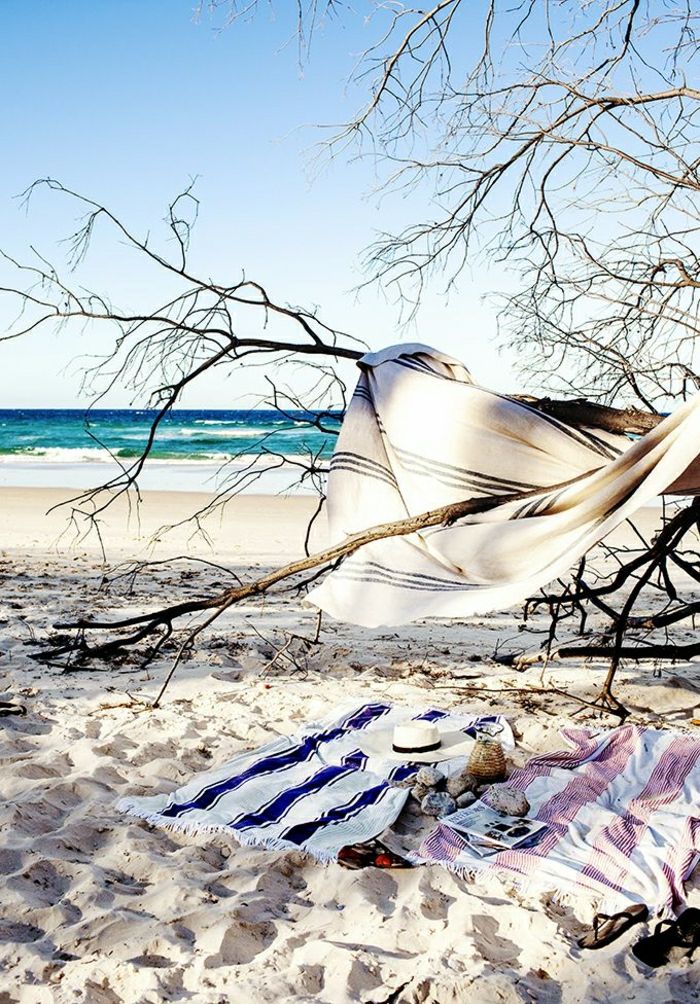 Boho-chic strandhåndkle-cool stil stråhatt Sand Sea