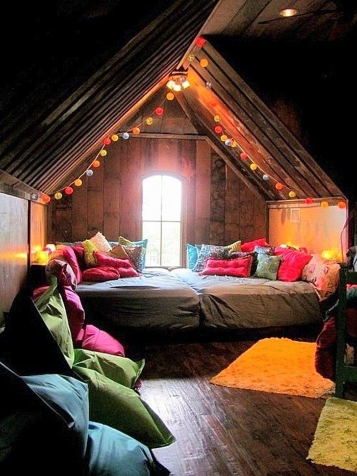 Boho roms hytte-farget lys Pillow