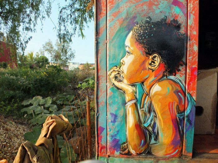 C215 artysta graffiti obrazu dziecko natura Piękny-street-art