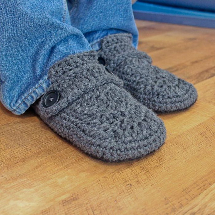 Hekle slippers menn grå-komfortabel modell